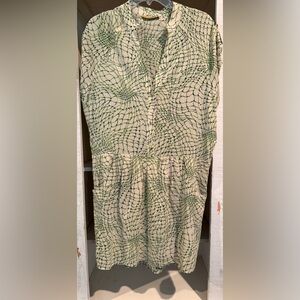 Alice & Olivia Green Patterned Silk Lined Mini Dress Size XL
